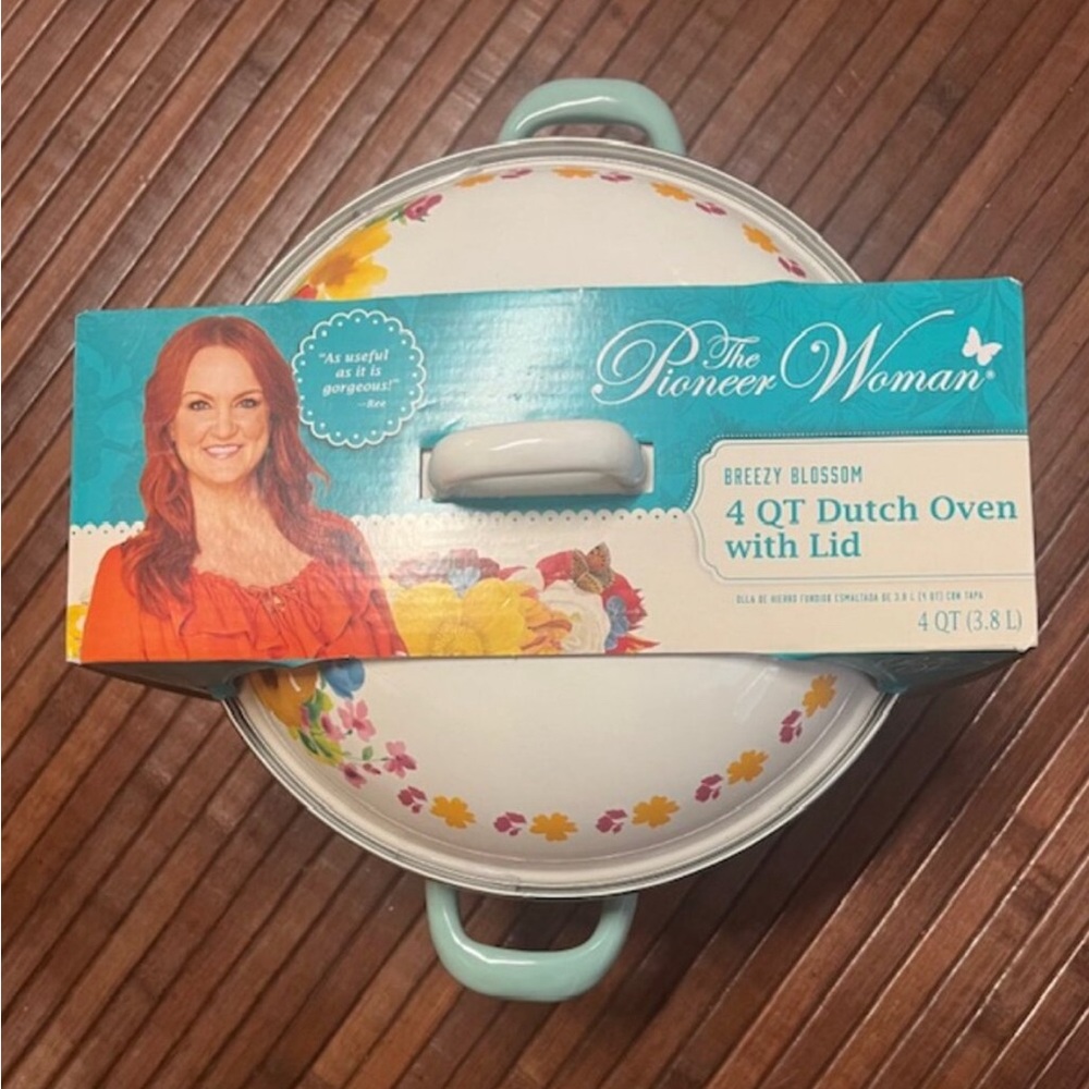 Pioneer Woman Vintage Floral Enamel Dutch Oven 4 Quart